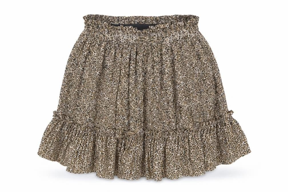 Topshop Womens Brown Animal Print Polyester A-Line Skirt Size 6 - Pleated