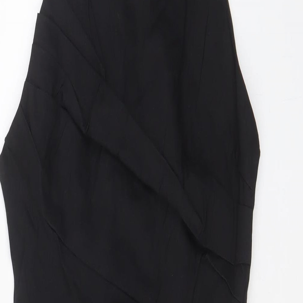 Zara Womens Black Cotton A-Line Size M Square Neck Zip - Crossback, Pleated