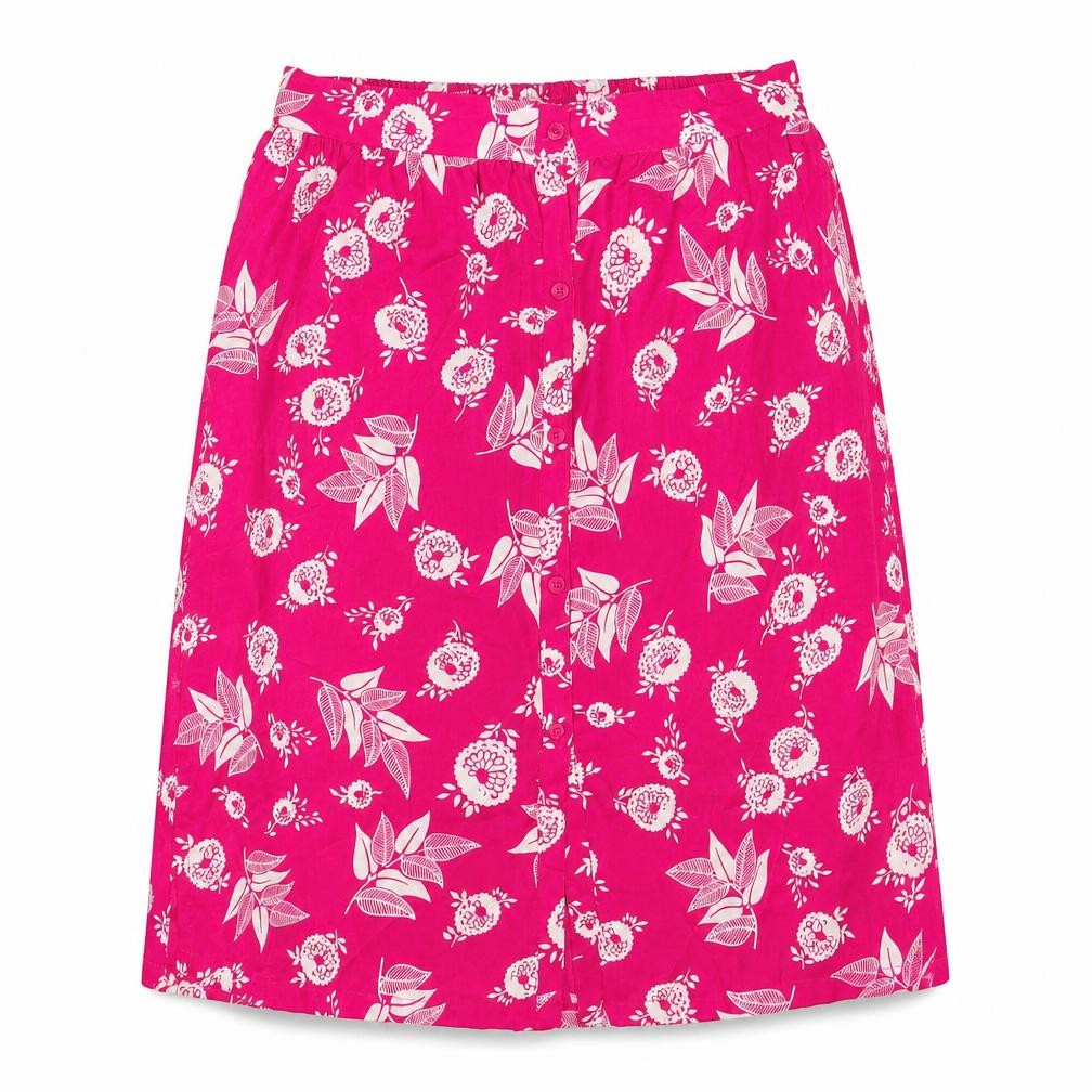 Elizabeth Scott Womens Pink Geometric Polyester A-Line Skirt Size S Button - S/M