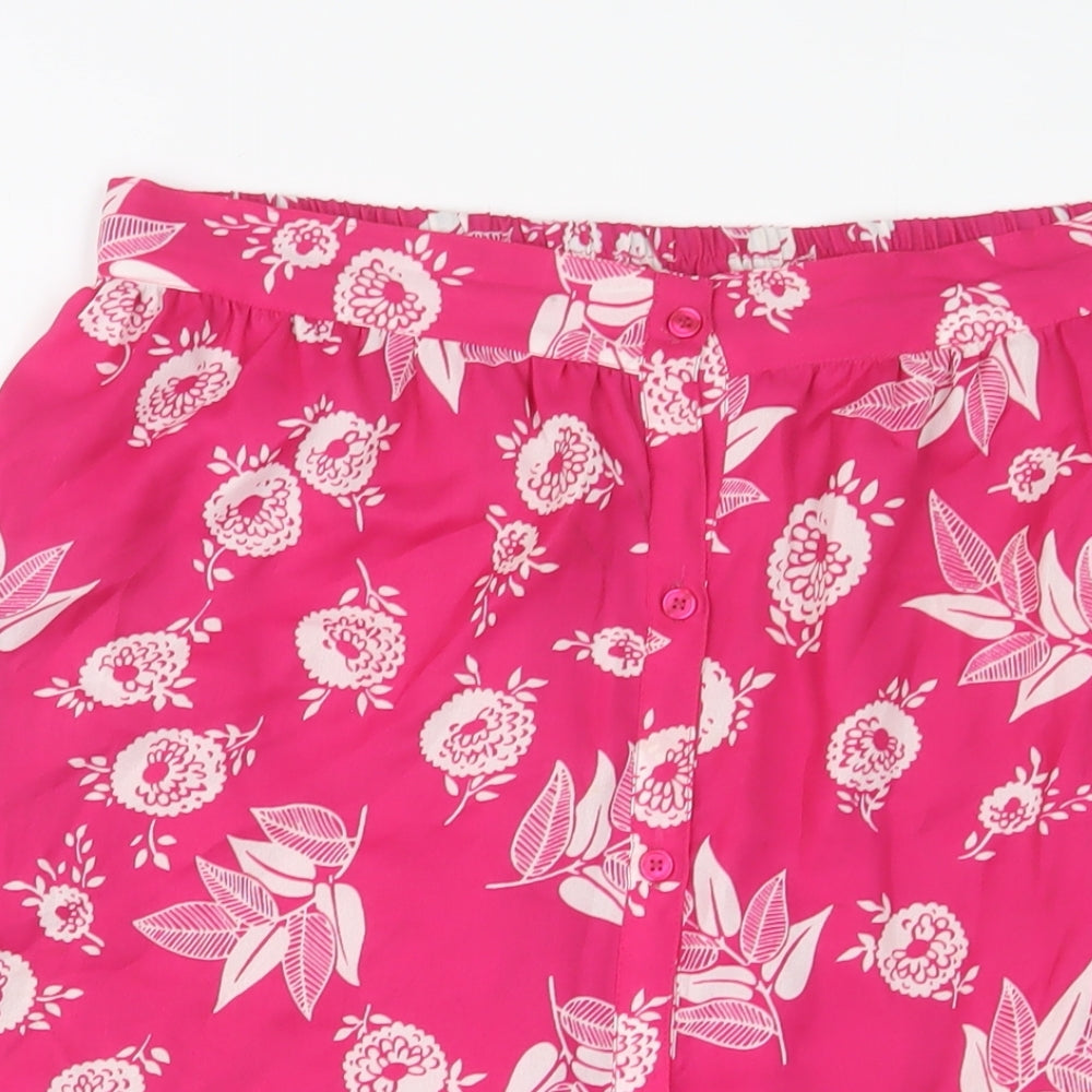 Elizabeth Scott Womens Pink Geometric Polyester A-Line Skirt Size S Button - S/M