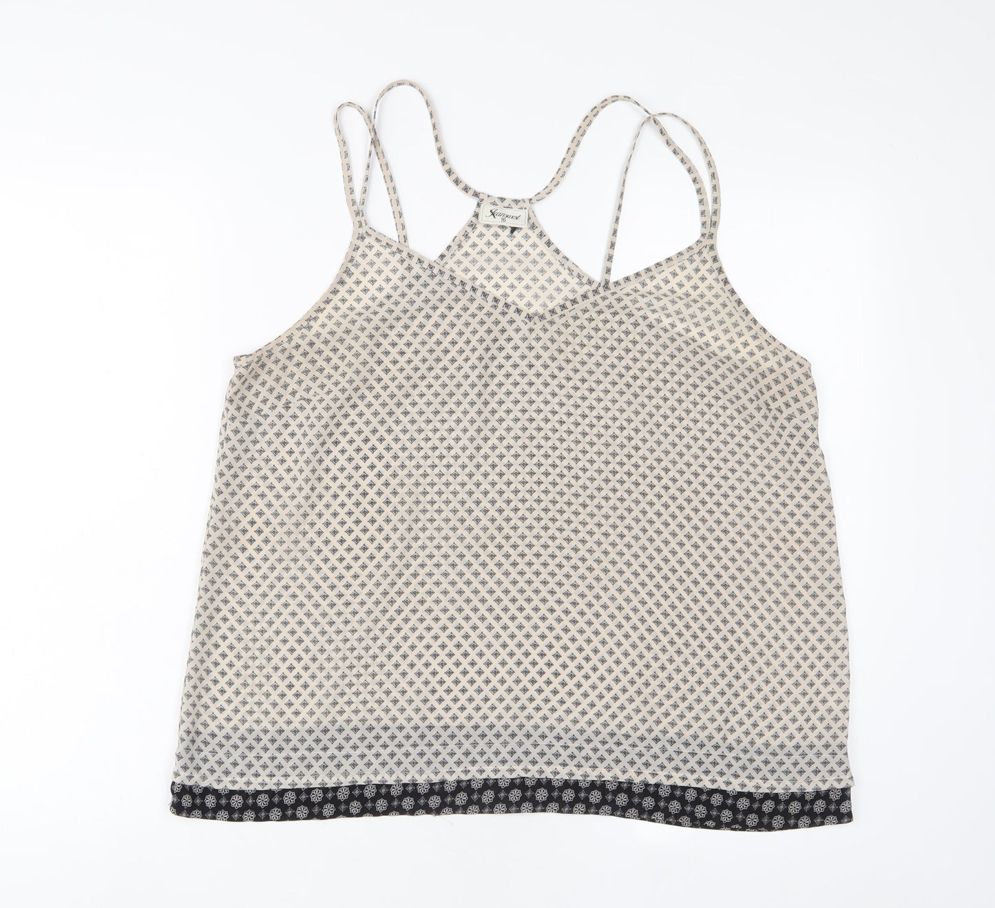 jeanwest Womens Beige Argyle/Diamond Polyester Basic Tank Size 16 V-Neck