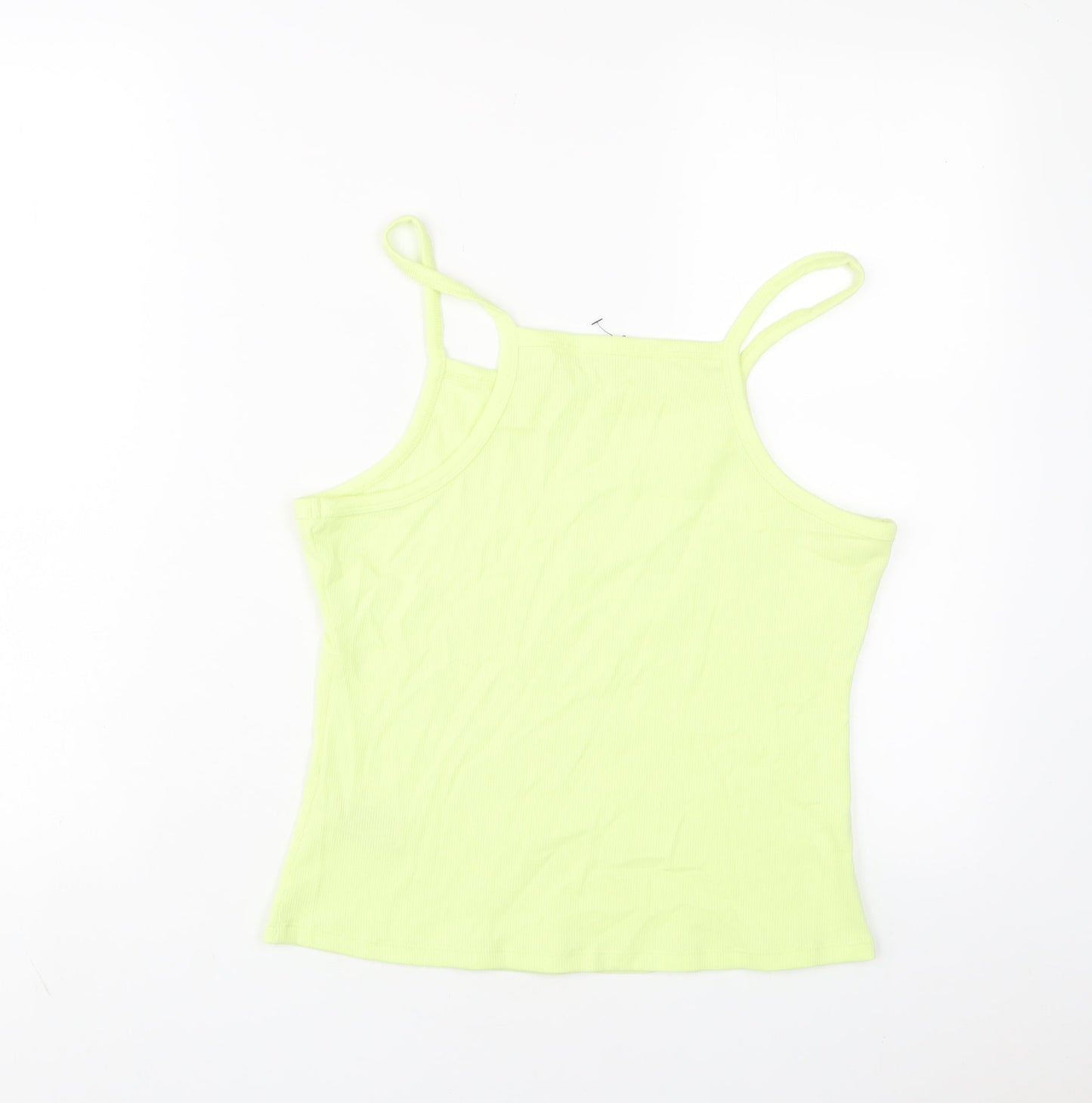 Marks and Spencer Girls Green Cotton Basic Tank Size 14-15 Years Square Neck Pullover