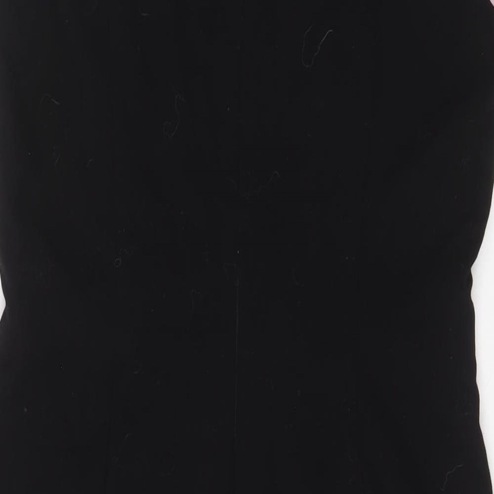 Ellen Tracy Womens Black Polyester Sheath Size 10 Square Neck Zip - Pleated