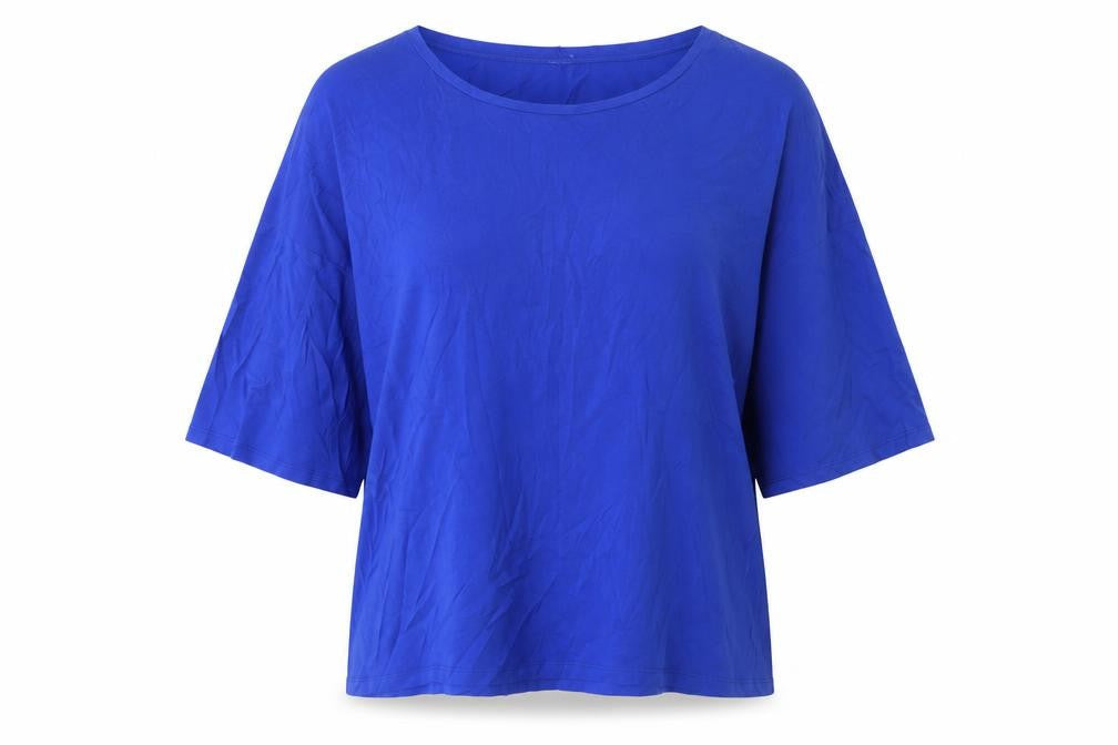 Finery Womens Blue Cotton Basic T-Shirt Size 18 Crew Neck