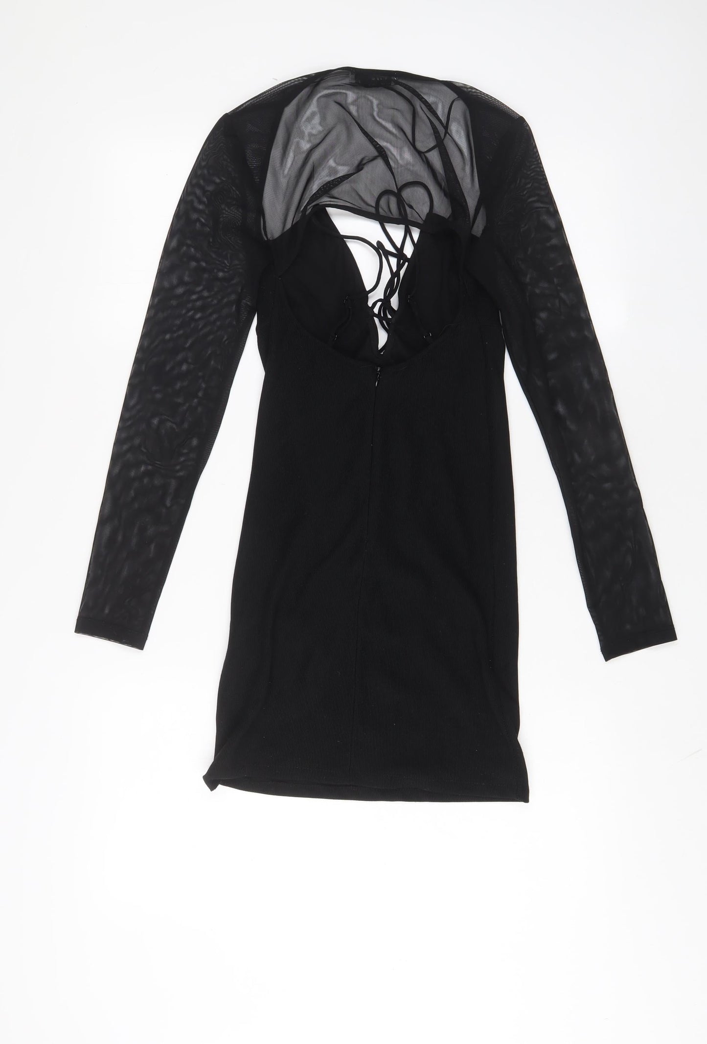 Bershka Womens Black Polyester A-Line Size S Crew Neck Pullover