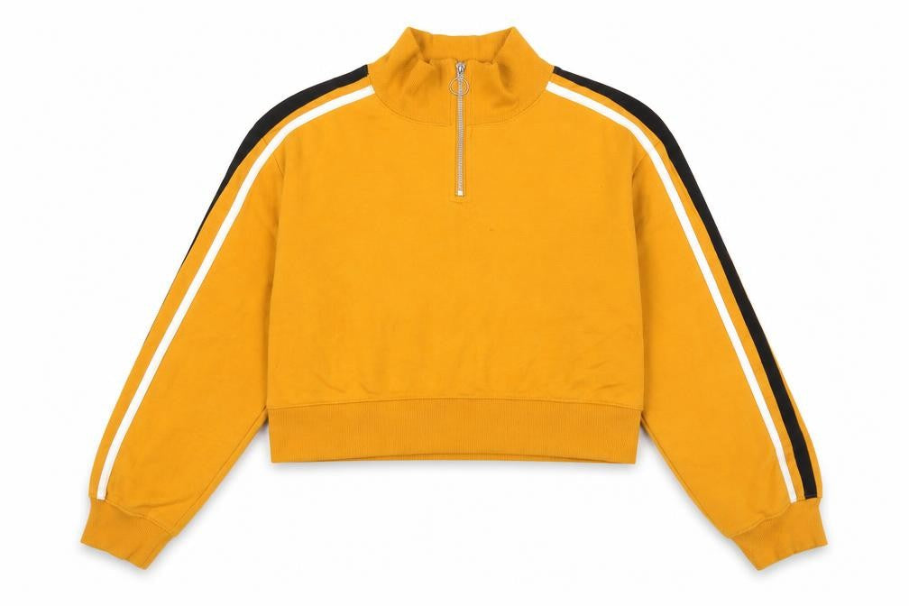 H&M Womens Yellow Cotton Pullover Sweatshirt Size XS Zip