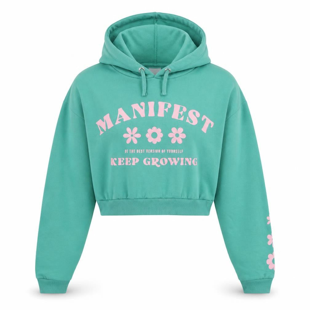 New Look Girls Blue Cotton Pullover Hoodie Size 14-15 Years Pullover - Manifest Keep Growing Flowers