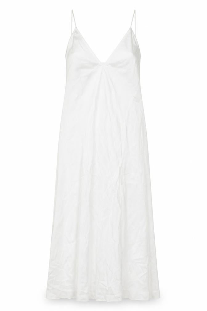 Front view of ASOS women’s white polyester maxi, size UK 12, v-neck pullover - side slit(s)