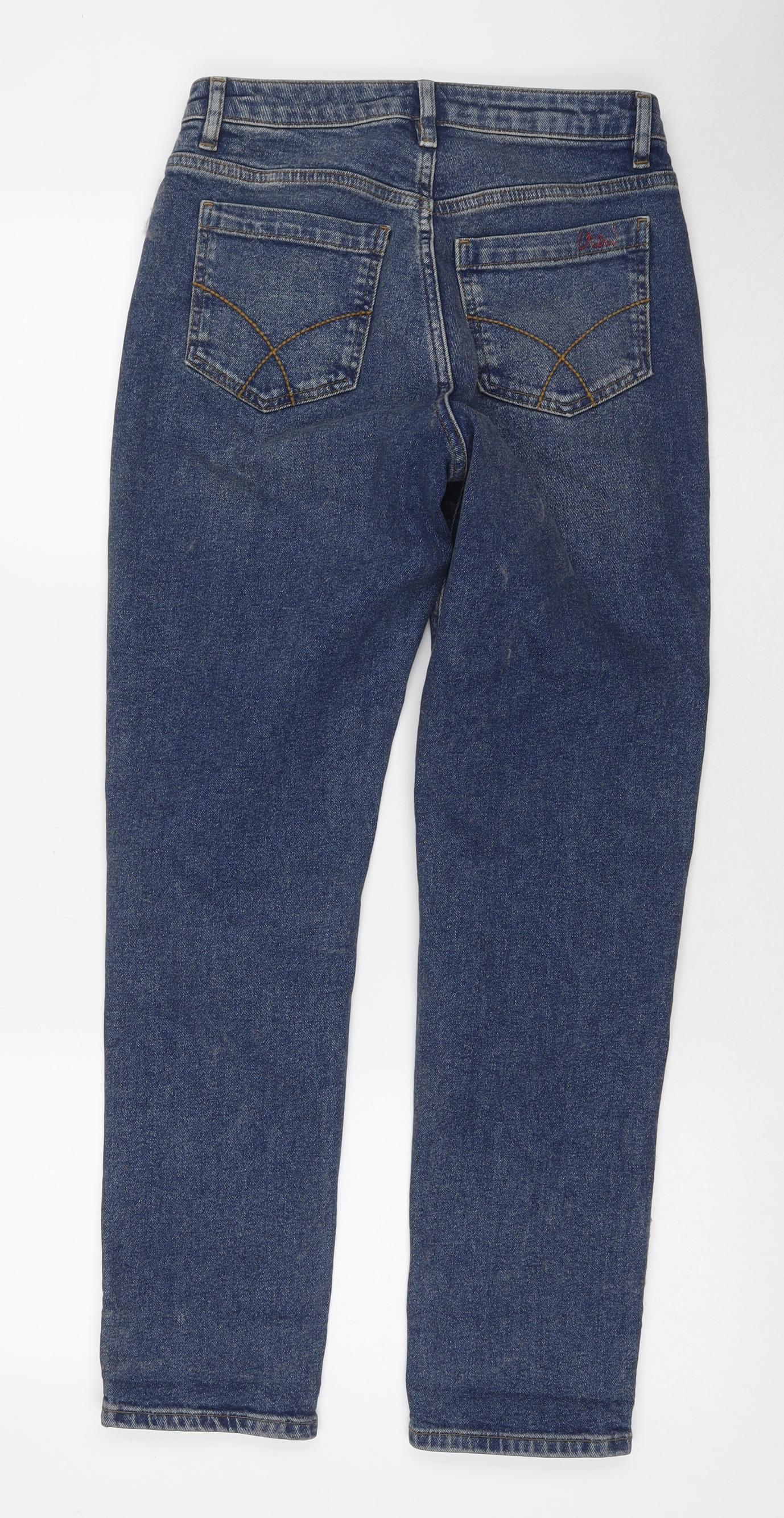 Crew Clothing Womens Blue Cotton Straight Jeans Size 8 L29 in Regular Zip