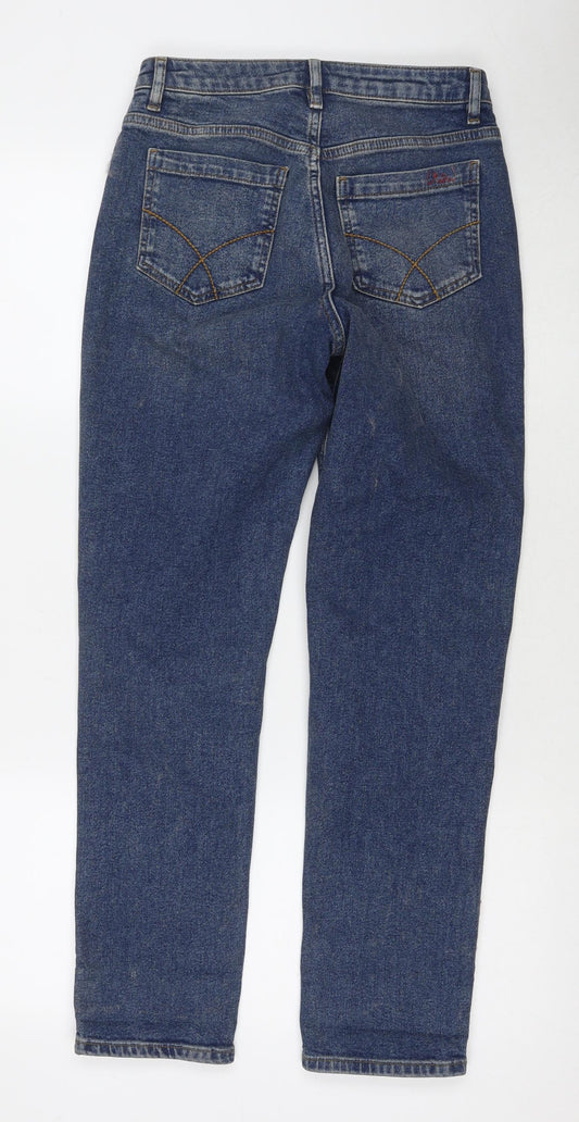 Crew Clothing Womens Blue Cotton Straight Jeans Size 8 L29 in Regular Zip