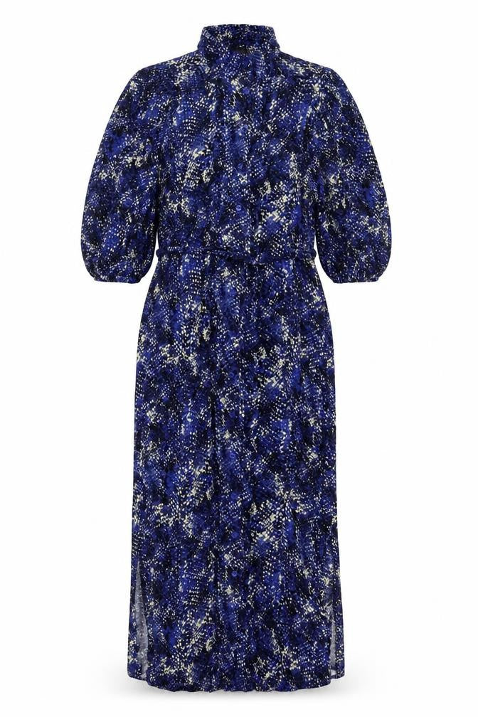 Marks and Spencer Womens Blue Animal Print Viscose Maxi Size 12 Collared Button - Snake Pattern