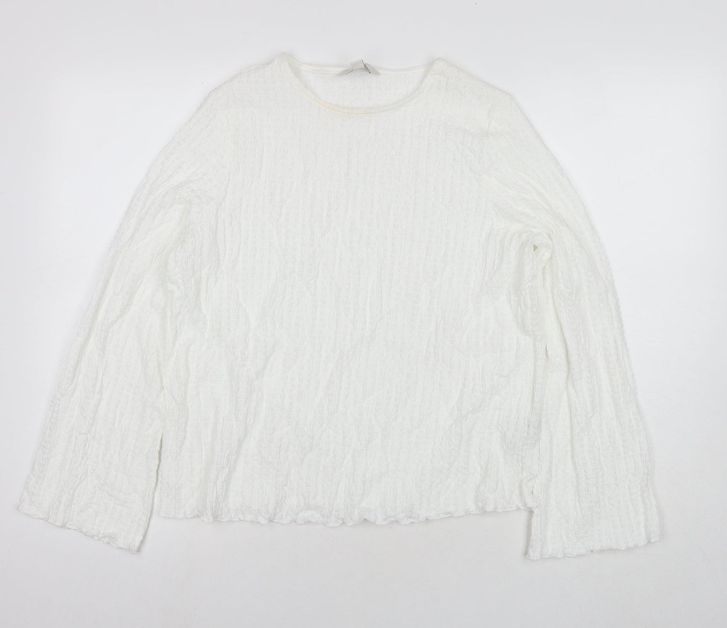 Marks and Spencer Womens White Patent Leather Basic Blouse Size 12 Round Neck