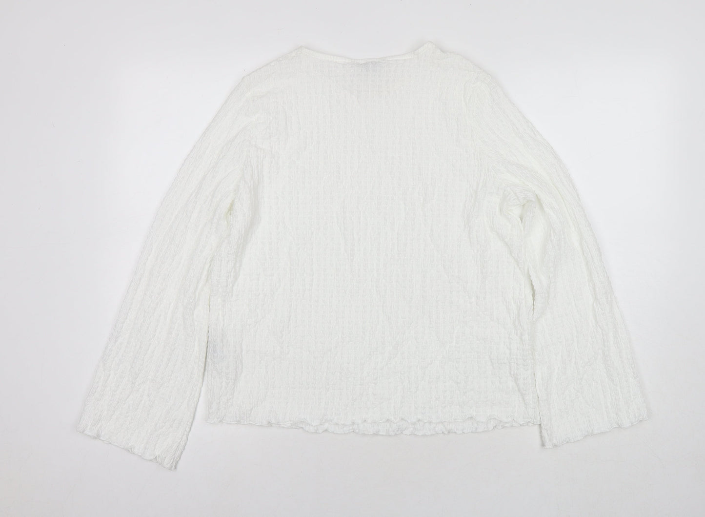 Marks and Spencer Womens White Patent Leather Basic Blouse Size 12 Round Neck