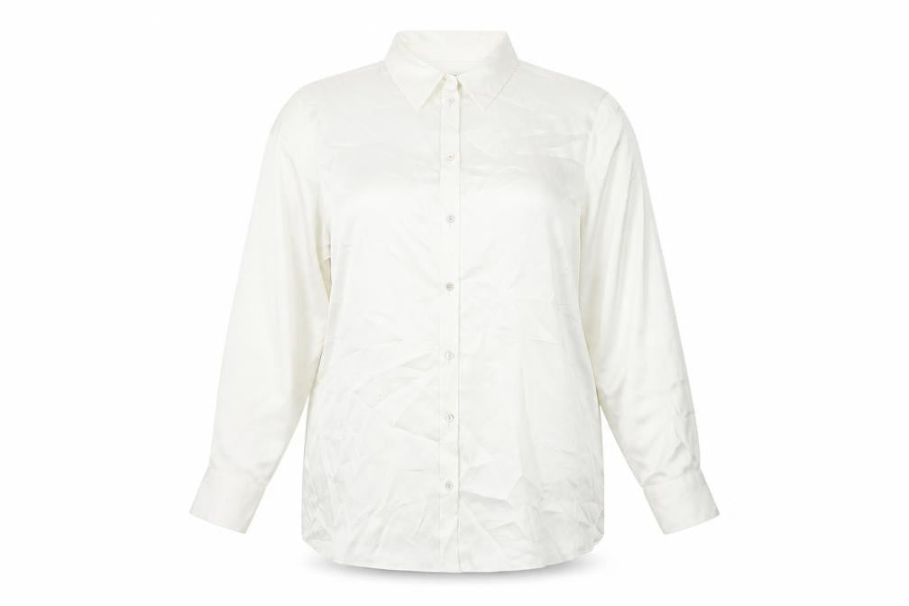Marks and Spencer Womens White Polyester Basic Button-Up Size 12 Collared