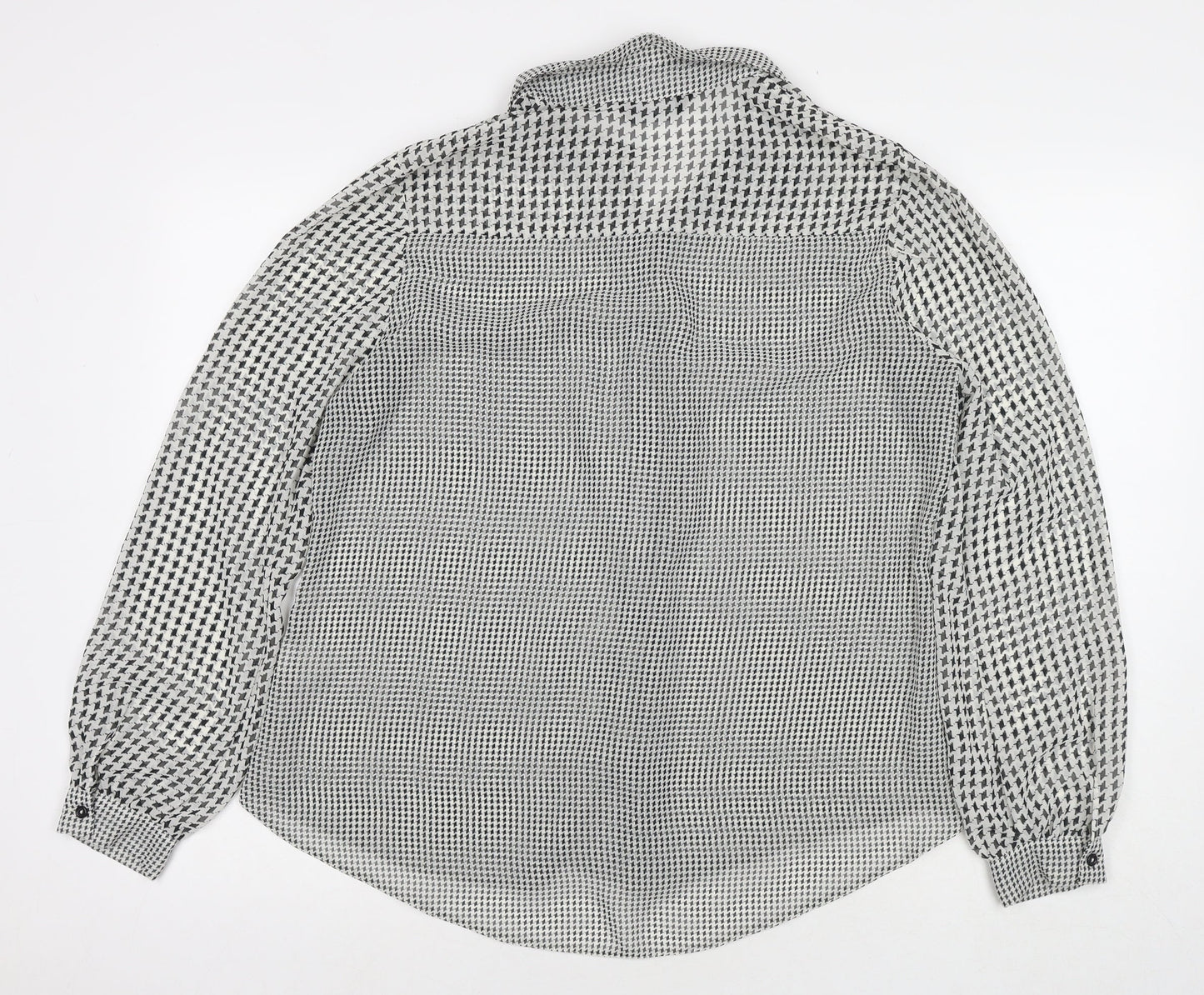 Dorothy Perkins Womens Black Herringbone Polyester Basic Button-Up Size 16 Collared