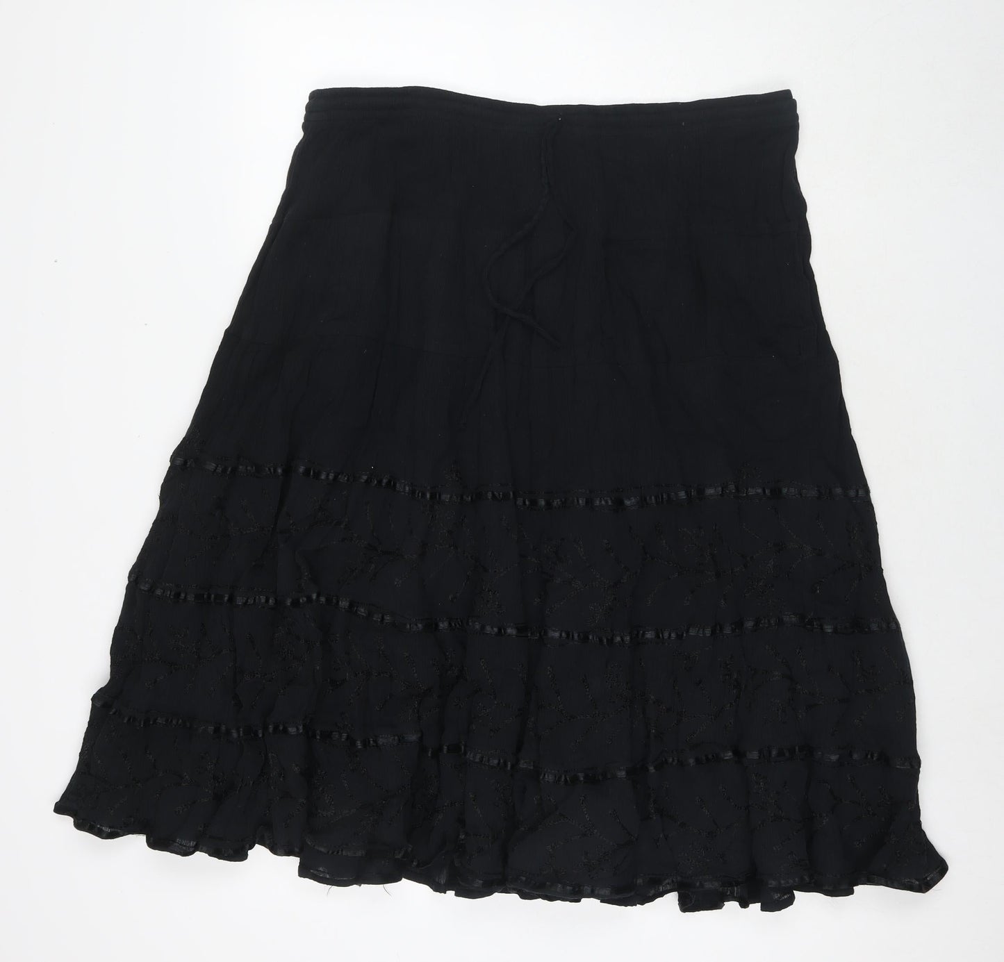 Sand&Sun Womens Black Cotton Pleated Skirt Size 2XL Drawstring