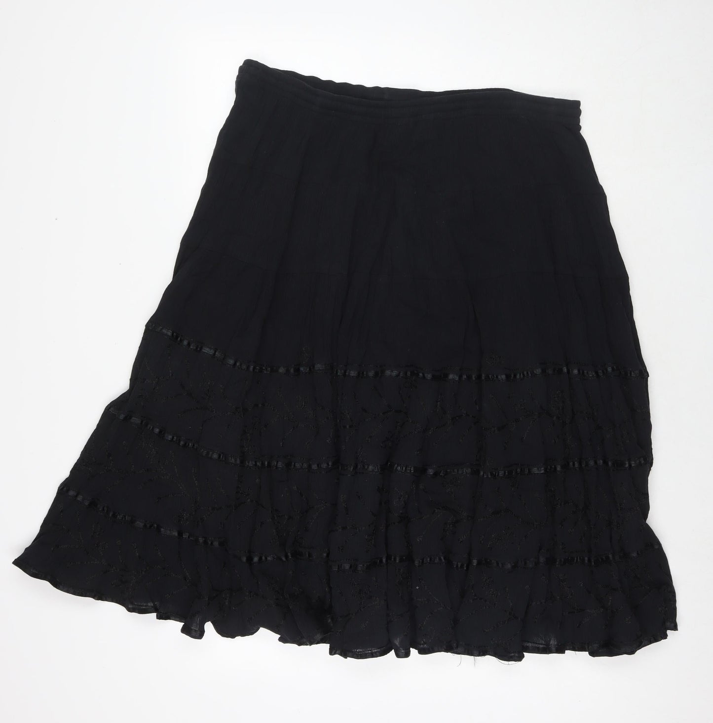 Sand&Sun Womens Black Cotton Pleated Skirt Size 2XL Drawstring