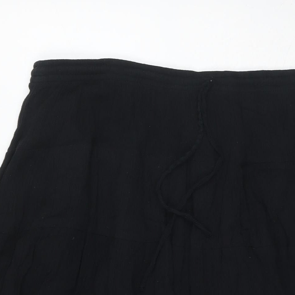 Sand&Sun Womens Black Cotton Pleated Skirt Size 2XL Drawstring