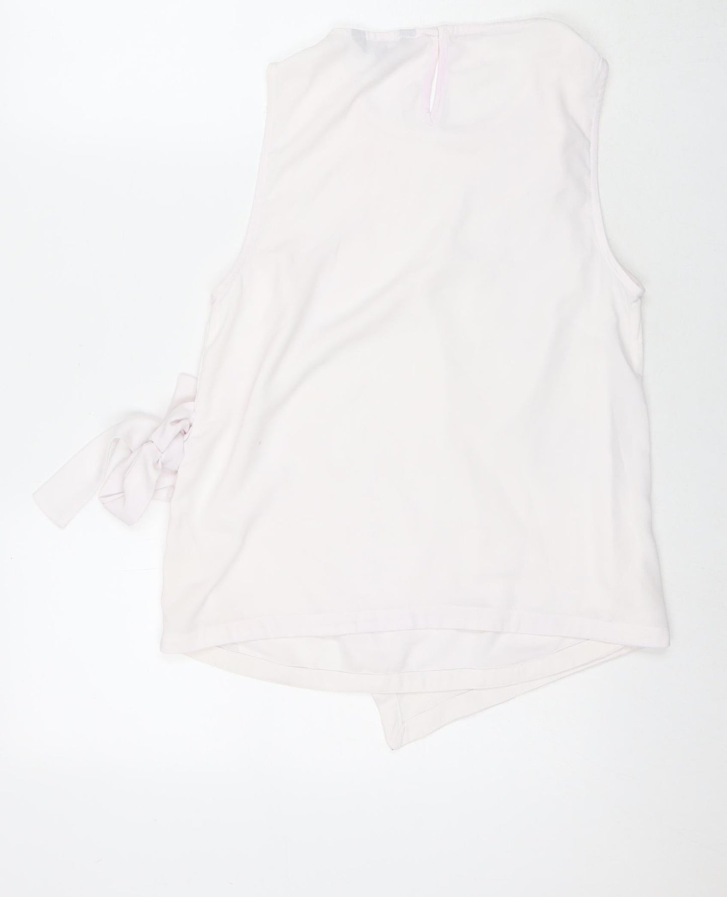 New Look Womens White Polyester Basic Tank Size 12 Round Neck