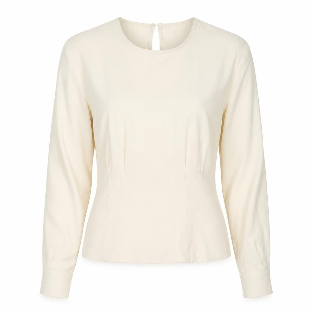 Marks and Spencer Womens Ivory Polyester Basic Blouse Size 10 Round Neck