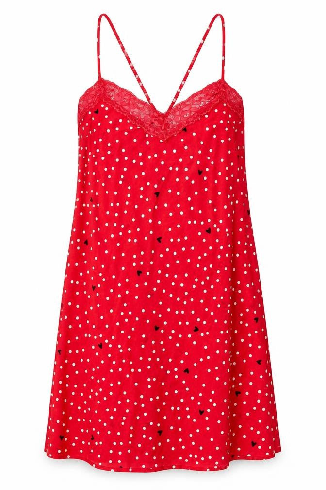 Marks and Spencer Womens Red Polka Dot Polyester Babydoll Dress Size 10 - Hearts