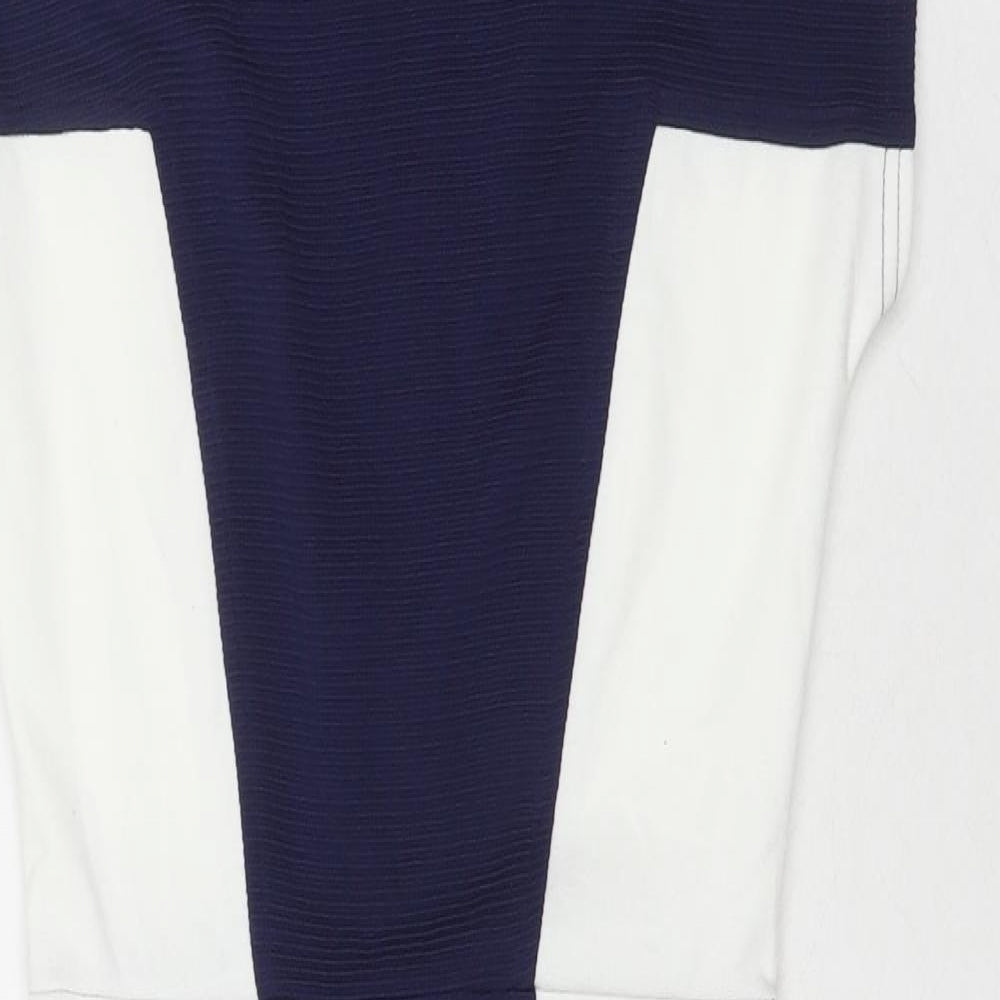 Closet Womens Blue Colourblock Polyester A-Line Size 10 Round Neck Zip