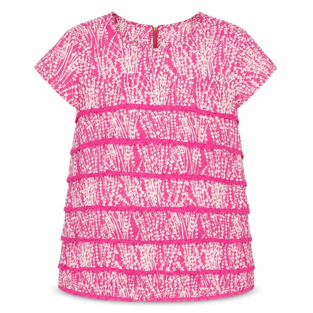 Monsoon Womens Pink Floral Polyester Basic Blouse Size 12 Round Neck