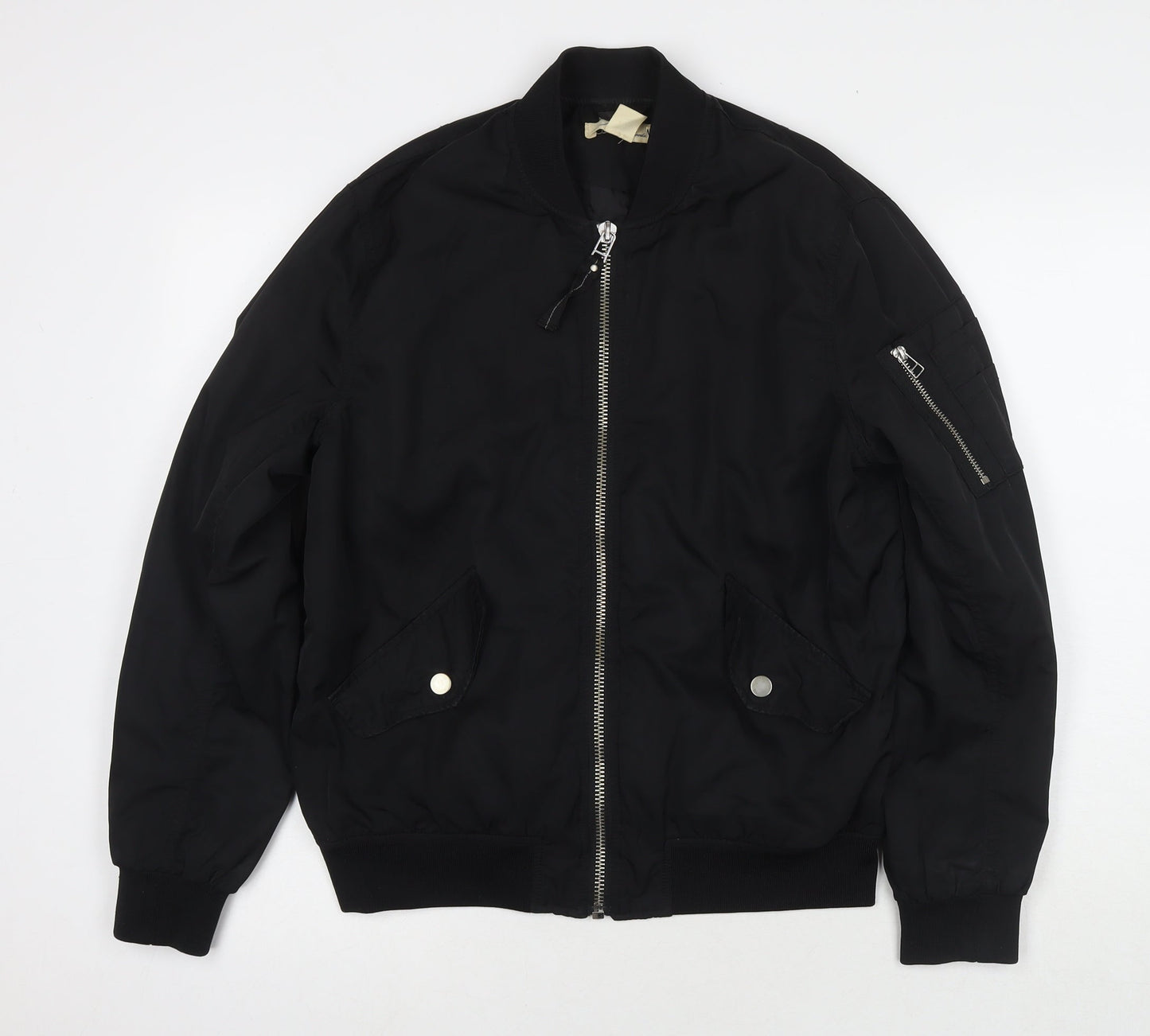H&M Womens Black Bomber Jacket Jacket Size 8 Zip