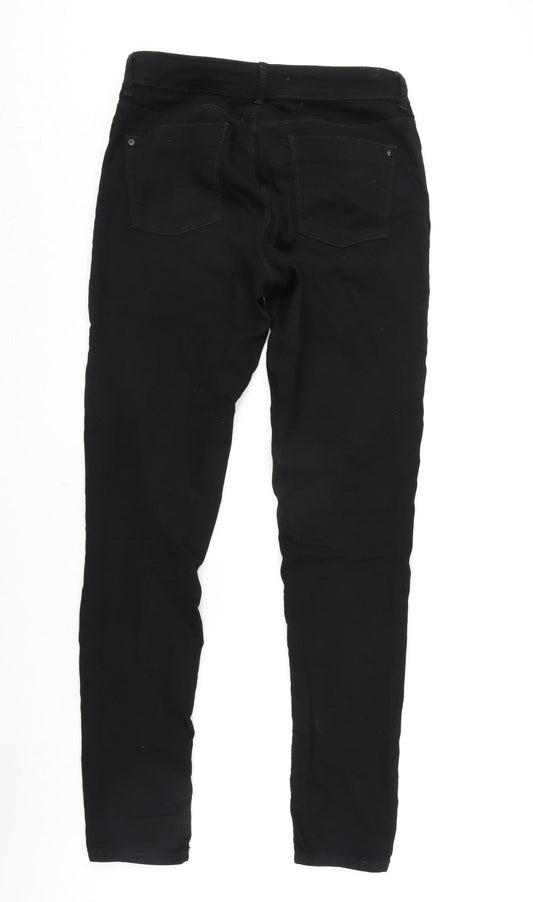 Dorothy Perkins Womens Black Cotton Blend Tapered Jeans Size 12 L32 in Regular Zip
