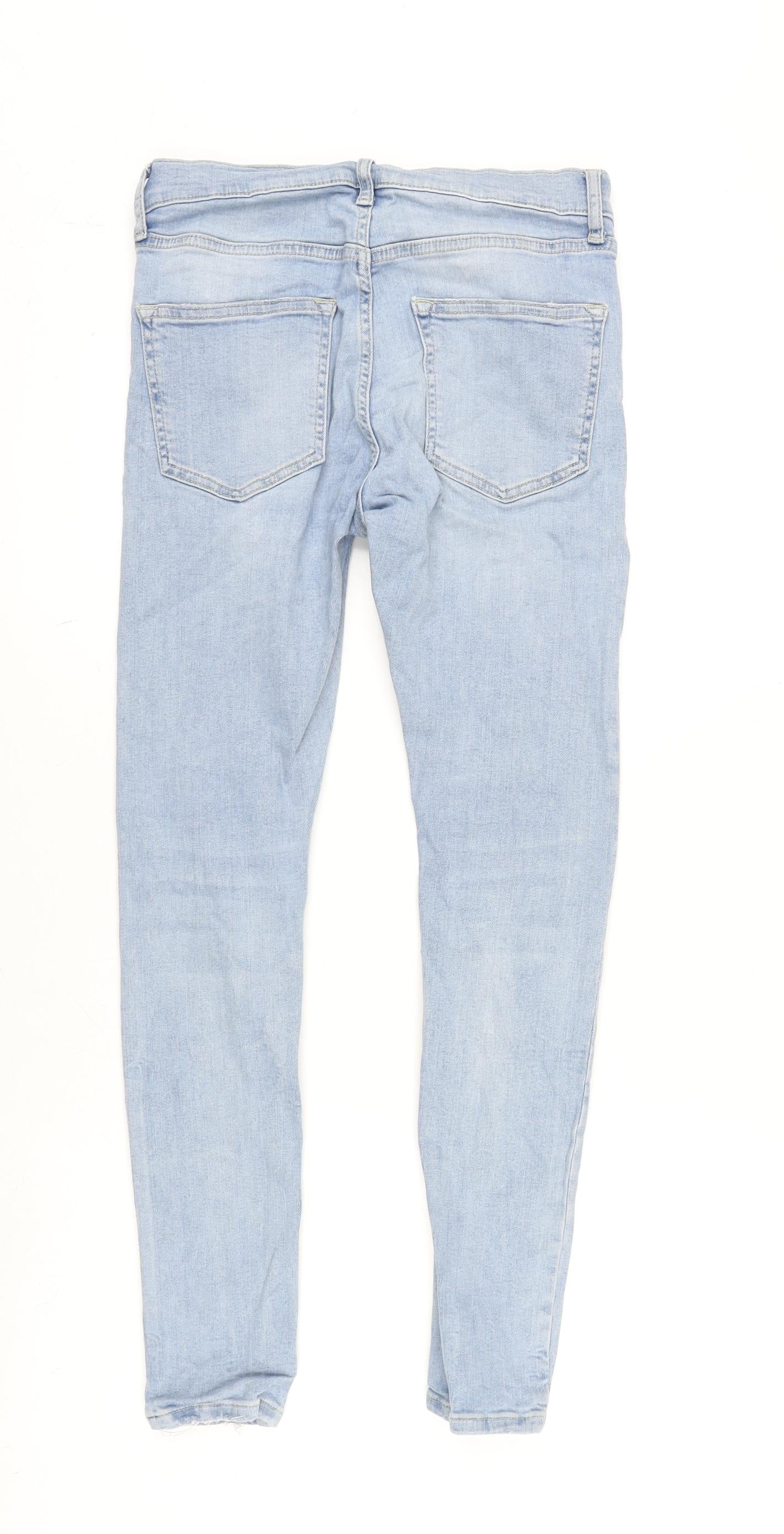 Topman Mens Blue Cotton Blend Tapered Jeans Size 28 in L27 in Regular Zip