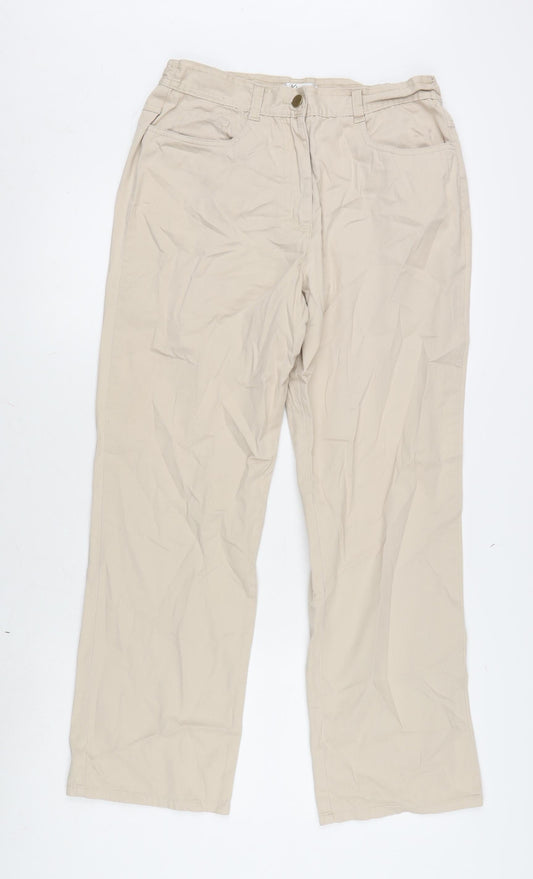 Klass Womens Beige Cotton Blend Straight Jeans Size 12 L27.5 in Regular Zip