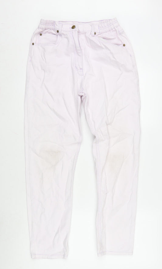 Mackays Womens Pink Cotton Straight Jeans Size 12 L27 in Regular Zip