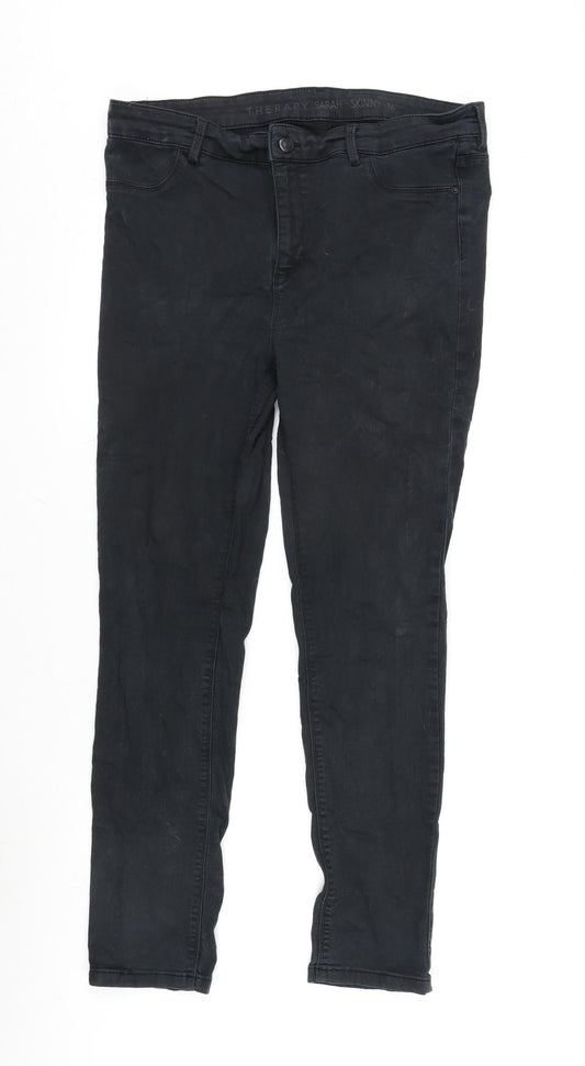 Therapy Sarah Womens Black Cotton Blend Skinny Jeans Size 16 L26.5 in Regular Zip