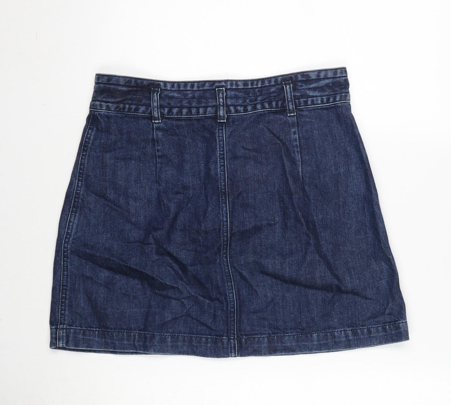 Topshop Womens Blue Cotton A-Line Skirt Size 30 in Zip