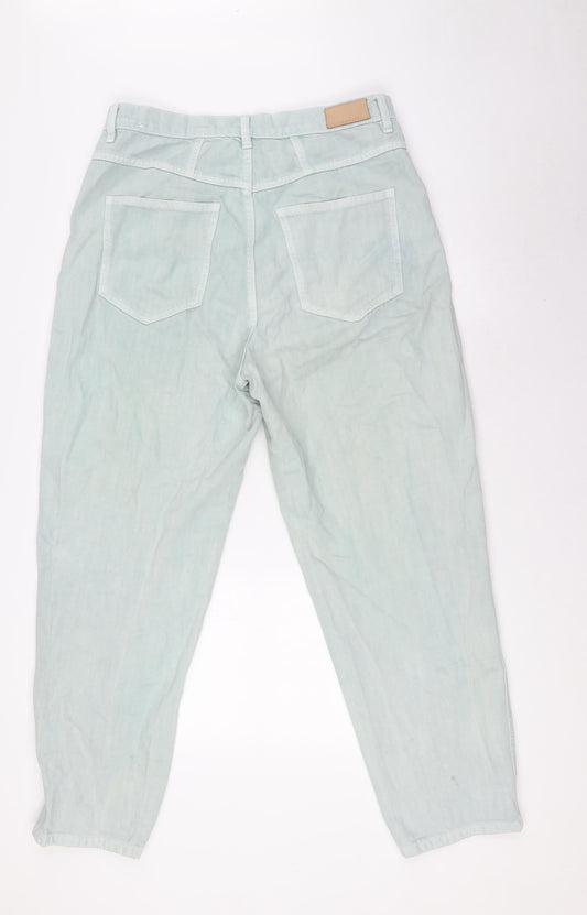 MNG Womens Green Cotton Mom Jeans Size 12 L29 in Regular Zip