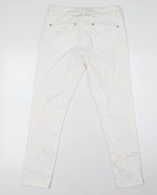Miss Captain Womens White Cotton Skinny Jeans Size 10 L26 in Regular Zip