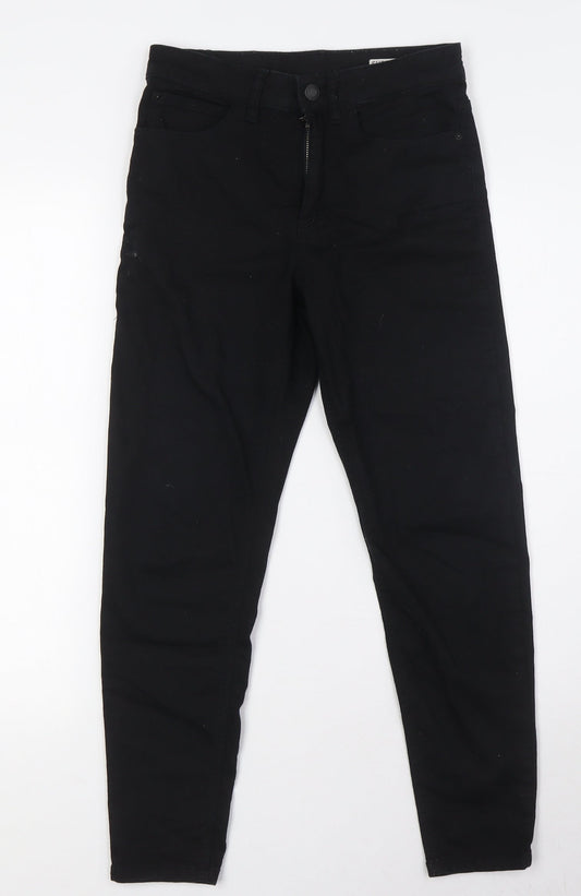 Marks and Spencer Womens Black Cotton Skinny Jeans Size 6 L26 in Regular Button