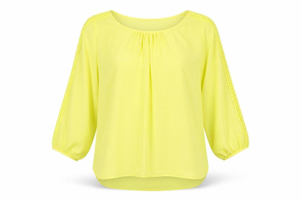 Wallis Womens Yellow Polyester Basic Blouse Size M Boat Neck - Crocheted Lace Detail