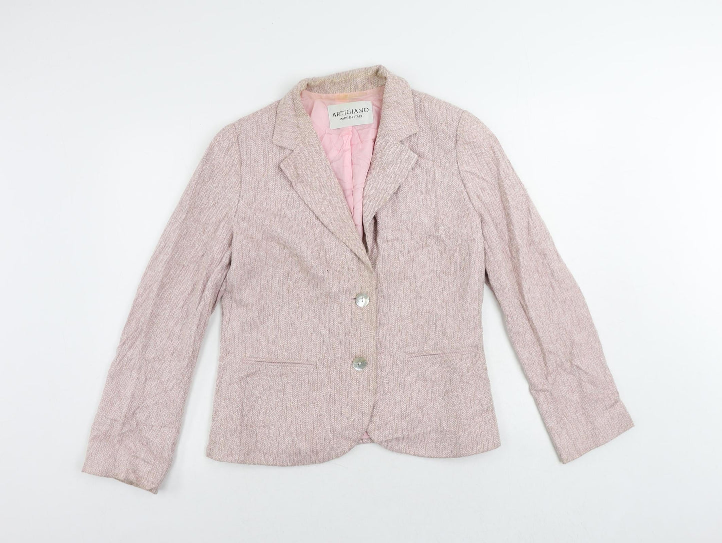Artigiano Womens Pink Jacket Blazer Size 12 Button