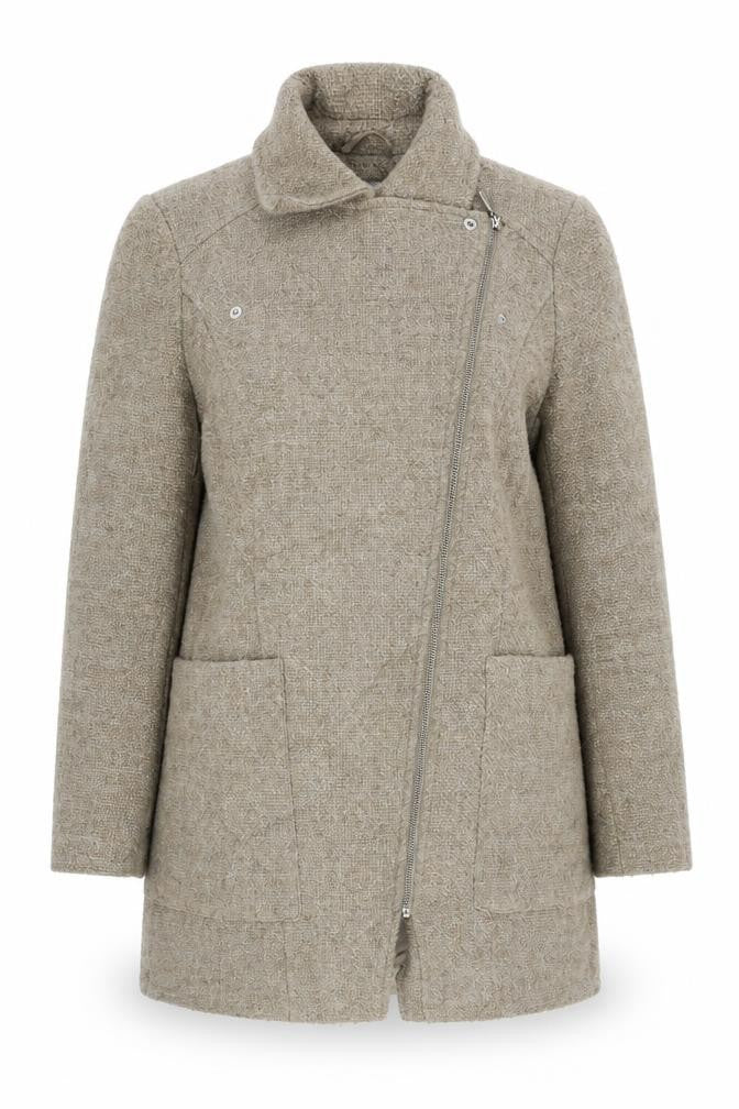 Marks & Spencer Womens Beige Biker Coat Size 14 Zip