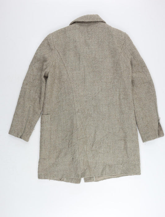 Marks and Spencer Womens Beige Biker Coat Size 14 Zip