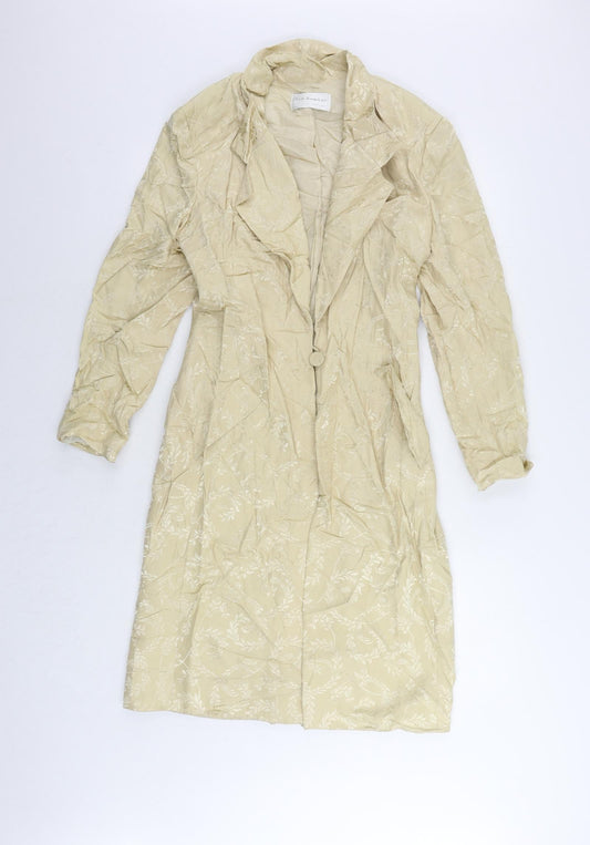 Tom Bowker Womens Beige Floral Overcoat Coat Size 12 Button - Vintage