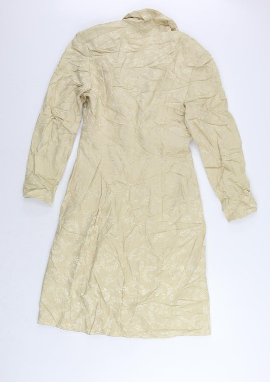 Tom Bowker Womens Beige Floral Overcoat Coat Size 12 Button - Vintage