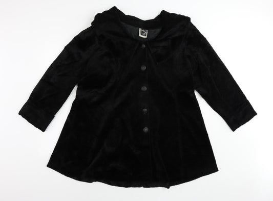 Sixteen Womens Black Pea Coat Coat Size M Button - Faux Fur Vintage