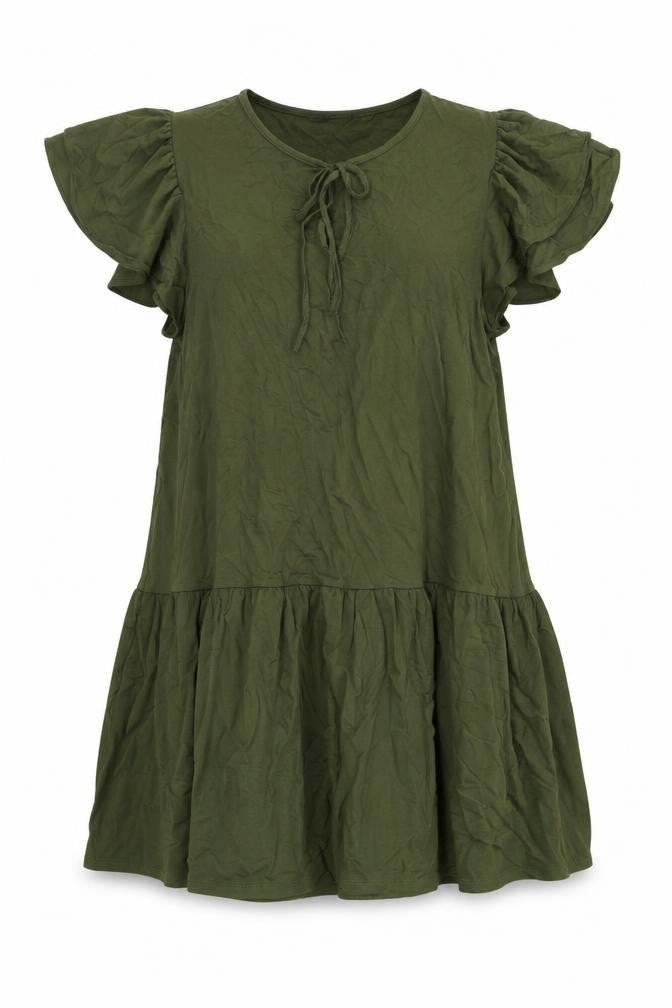 Marks and Spencer Womens Green Viscose A-Line Size 16 Round Neck Pullover - Ruffle
