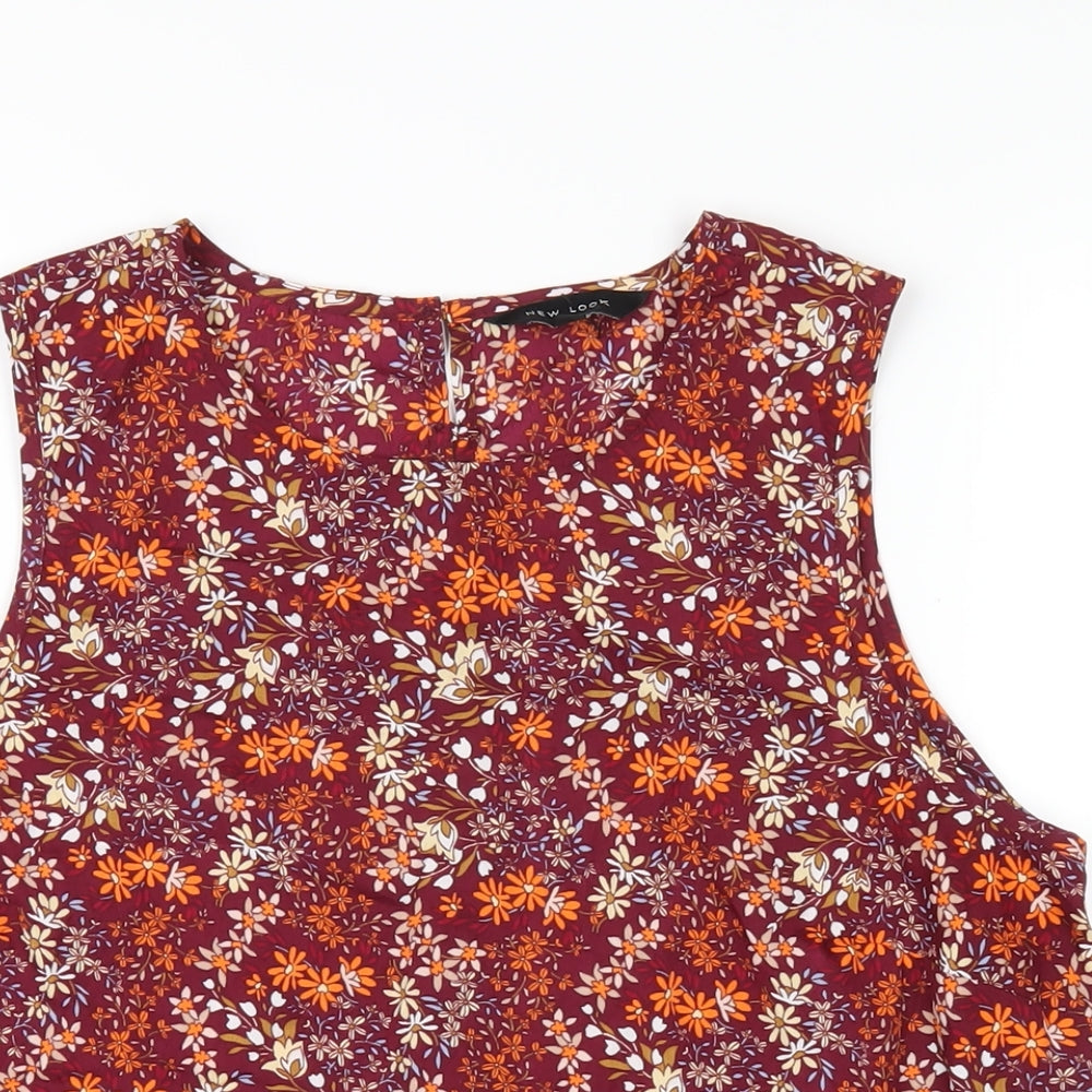 New Look Womens Multicoloured Floral Polyester Basic Tank Size 12 Round Neck