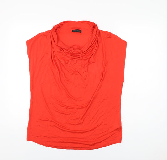 LANIDOR Womens Red Lyocell Basic T-Shirt Size M Round Neck