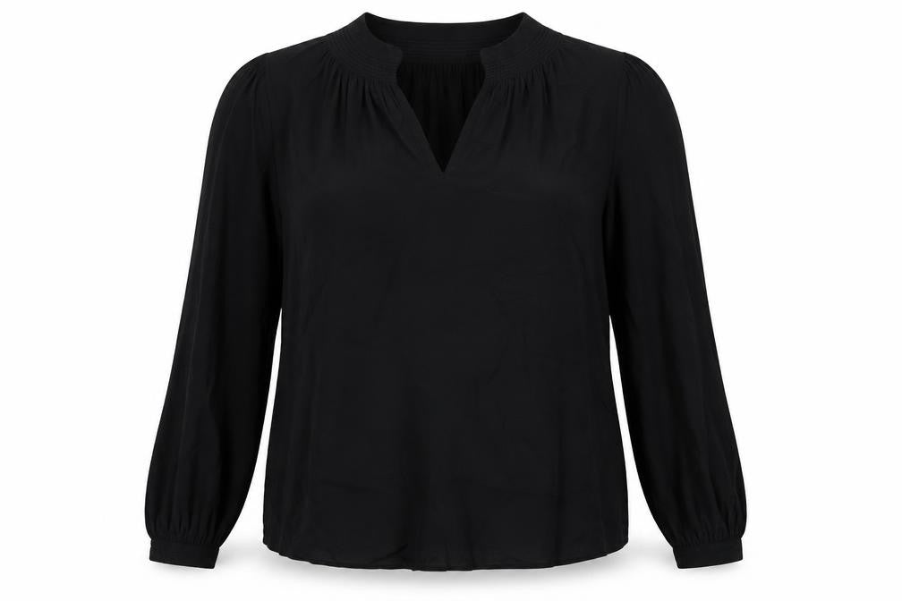 Monsoon Womens Black Viscose Basic Blouse Size 12 V-Neck
