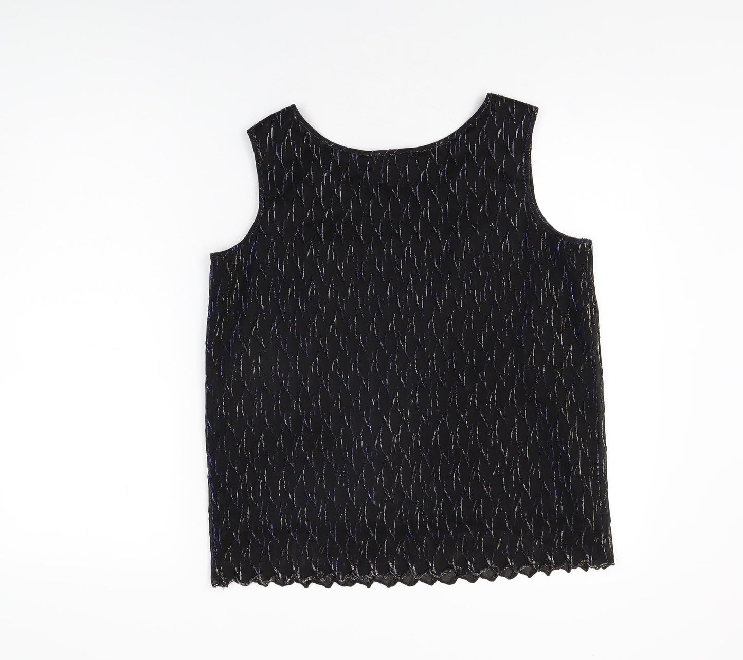 Berkertex Womens Black Geometric Polyester Basic T-Shirt Size 14 Round Neck