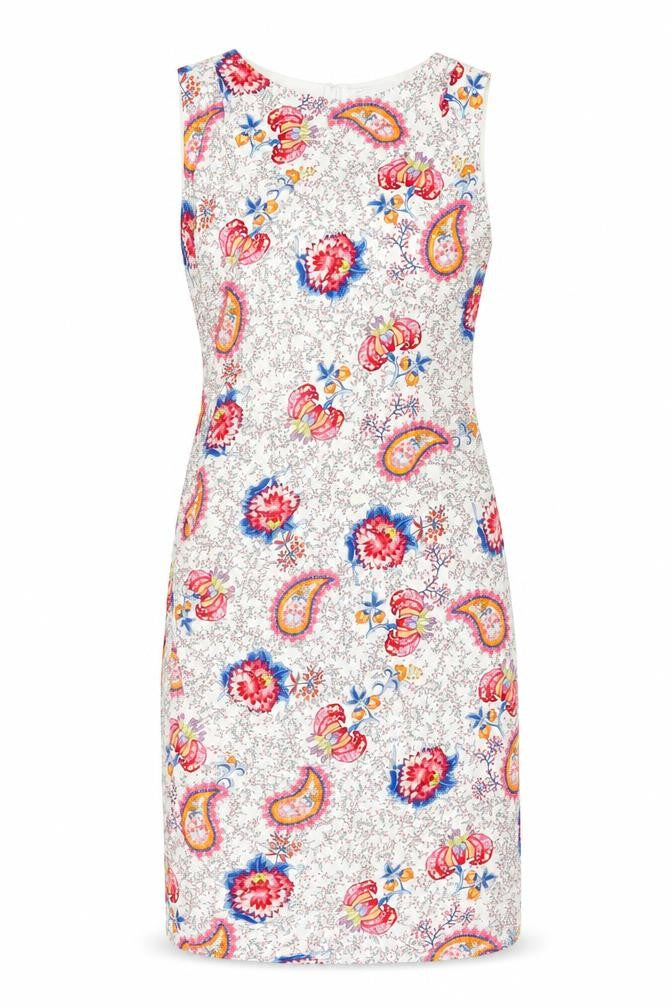 Josephine and Co Womens White Floral Cotton Bodycon Size 14 Boat Neck Zip